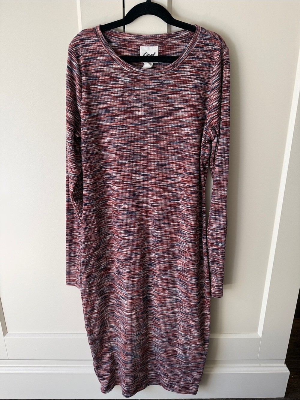 Luxe Essentials Ribbed Marled Long-Sleeve Maternity Dress